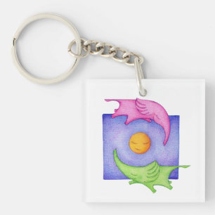 Elephants Can Fly! Square Acrylic Keychain