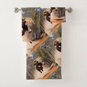 Elephants Can Jump, Bath Towels Set