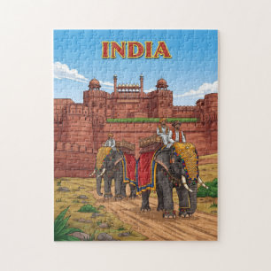 Elephants carrying riders  jigsaw puzzle
