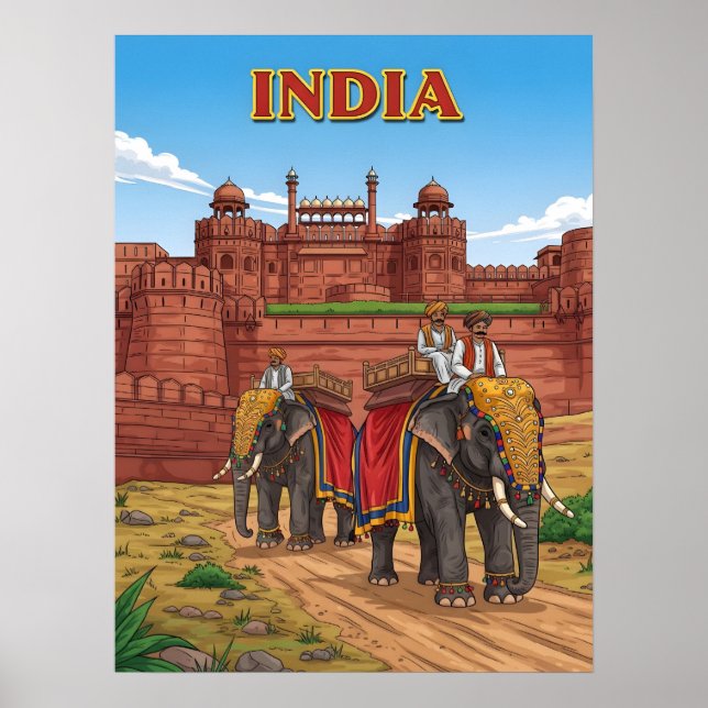 Elephants carrying riders  poster (Front)