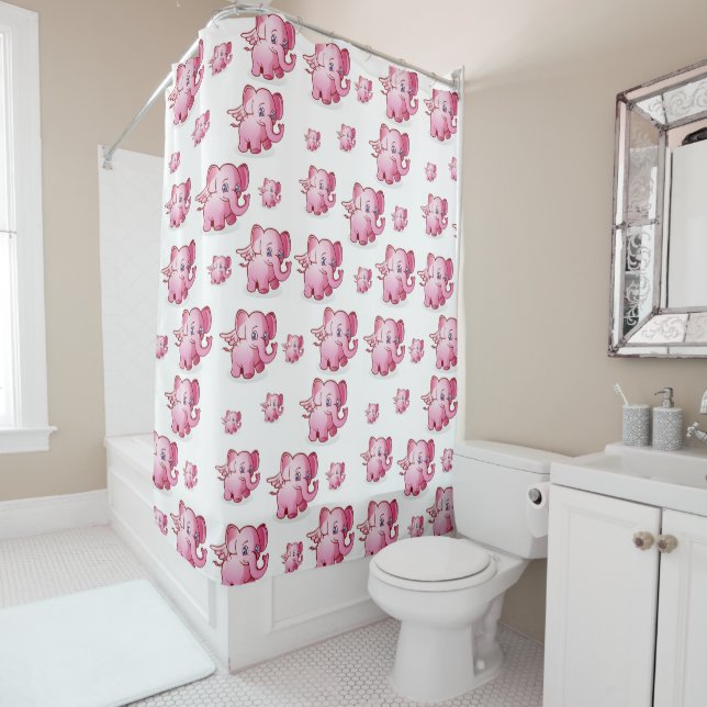 Elephants children's shower curtain (In Situ)