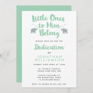 Elephants Christian Dedication Invitation   Mint