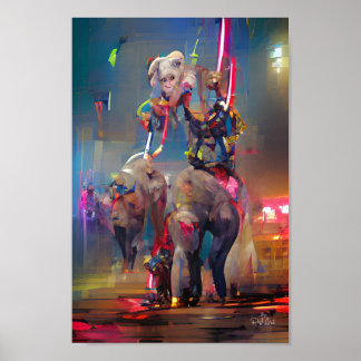 elephants circus fantasy art illustration poster