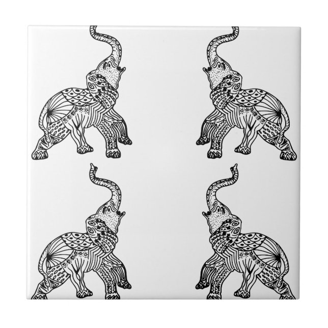 Elephants commands it ceramic tile (Front)