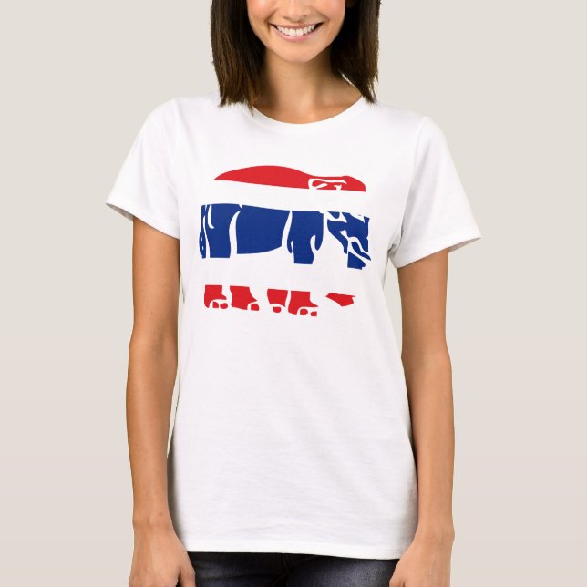 Elephants Crossing Flag ⚠ Thai Road Sign ⚠ T-Shirt (Front)