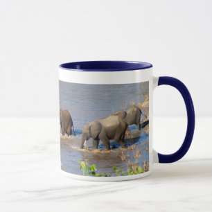 Elephants crossing Tarangire River Mug