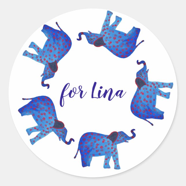 Elephants, Custom Name, Sticker (Front)