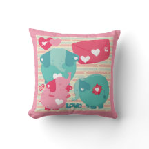 Elephants Customised Valentine Pillow