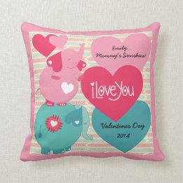 Elephants Customised Valentine Pillow