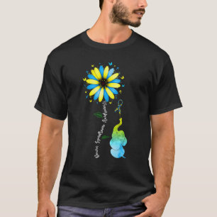 Elephants Down Syndrome Awareness Ribbon Yellow Bl T-Shirt
