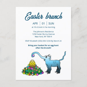 Elephants Easter brunch & Egg Hunt Invitation Postcard