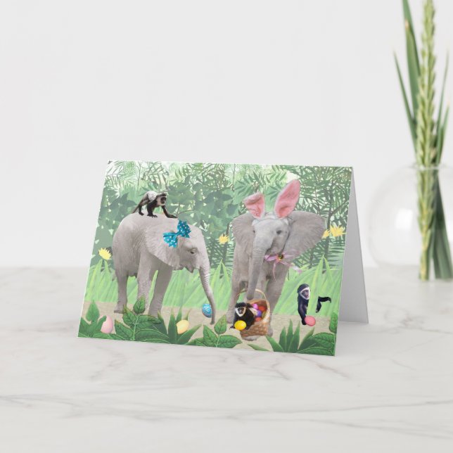 Elephants Easter Greeting Card (Front)