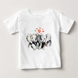 Elephants Family Baby T-Shirt Painting Love