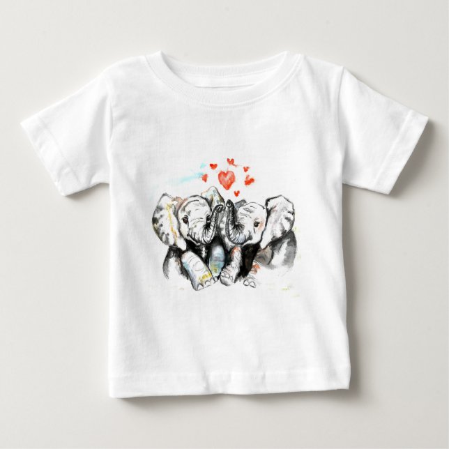 Elephants Family Baby T-Shirt Painting Love (Front)