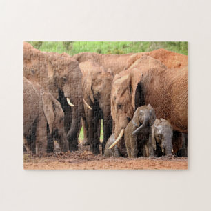 Elephants Family custom photo Jigsaw Puzzle