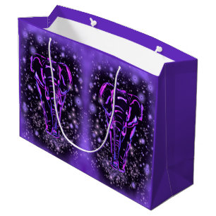 Elephants Gift Bag In Purple Pink Starry Night