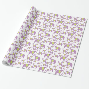 Elephants Gift Wrap purple green lavender gift