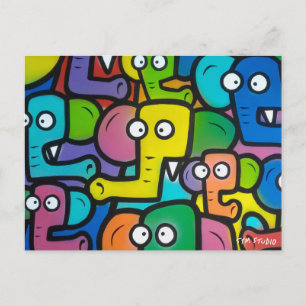 ELEPHANTS GRAFFITI Postcard