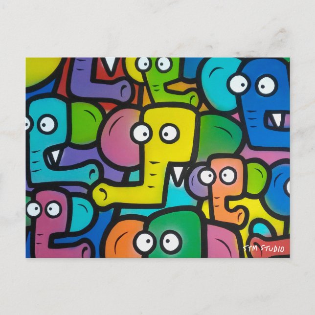 ELEPHANTS GRAFFITI Postcard (Front)