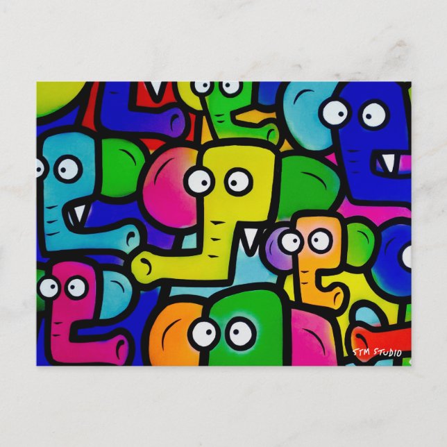 ELEPHANTS GRAFFITI Postcard Ver.2 (Front)