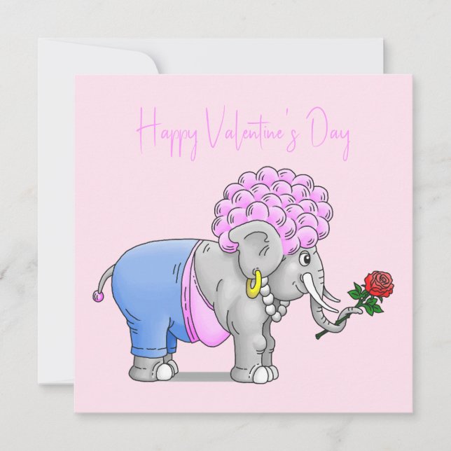 Elephants Happy Valentines Day Holiday Card (Front)