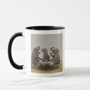 Elephants having tea party mug