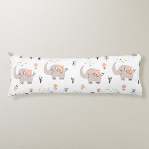 Elephants, Hearts and Flowers Body Cushion