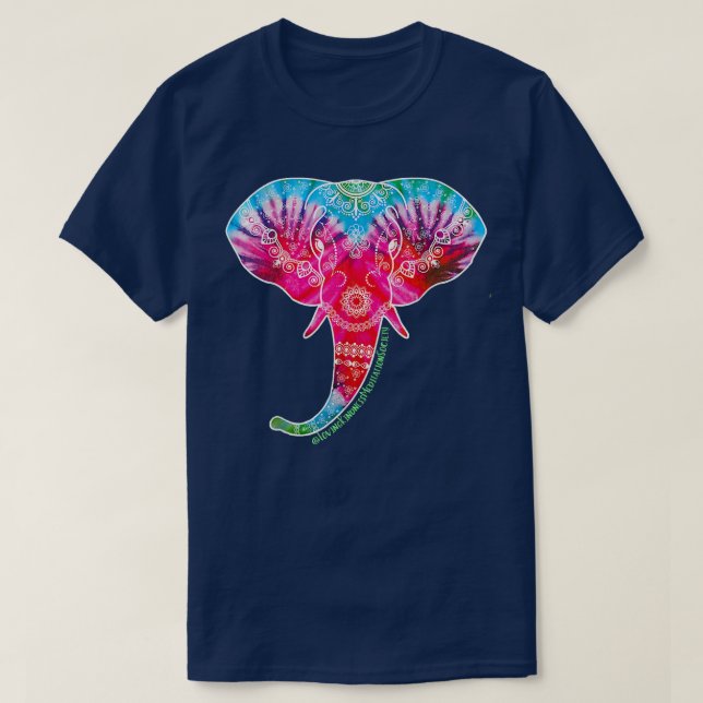 Elephants Henna Love Calm Tie Dye Loving Kindness  T-Shirt (Design Front)