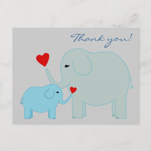 Elephants in Blue Thank You Postcard
