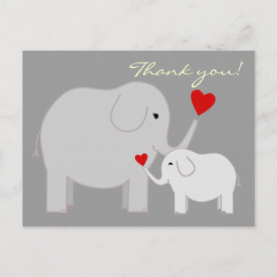 Elephants in Grey Thank You Postcard