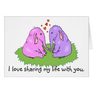 Elephants in Love Card