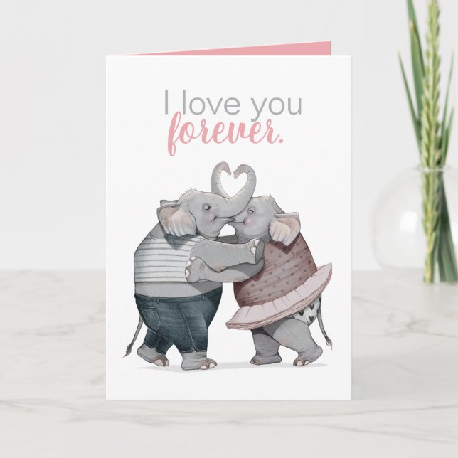 Elephants in Love Greeting Card (Front)