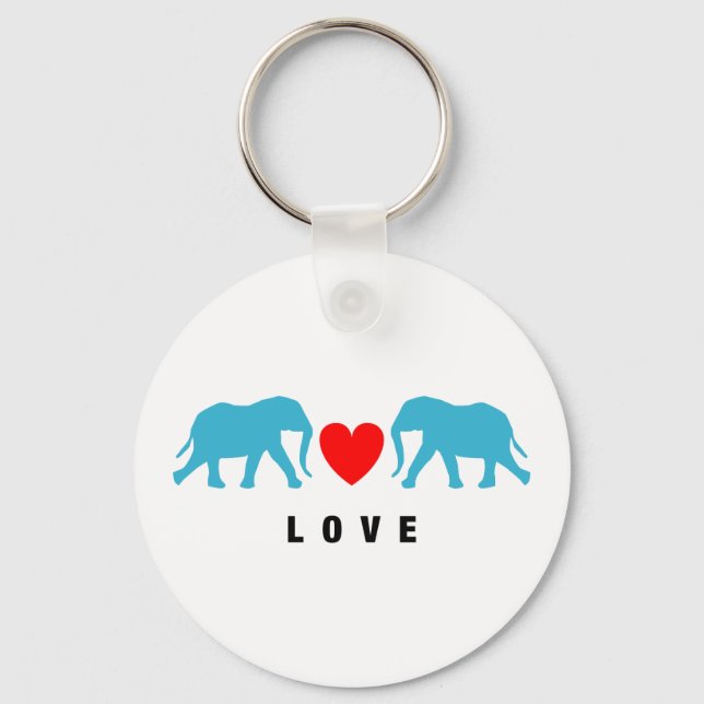 Elephants in Love Key Ring (Front)
