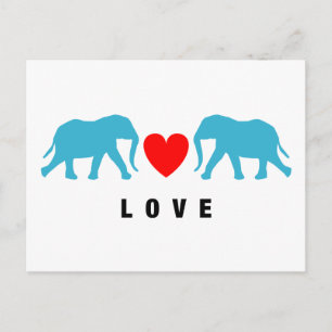 Elephants in Love Postcard