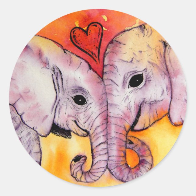 Elephants in Love Stickers (Front)