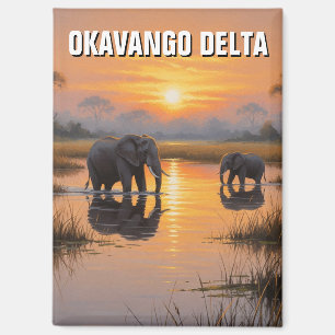 Elephants in Okavango Delta Botswana Magnet