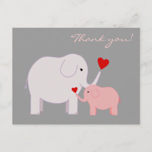 Elephants in Pink Thank You Postcard