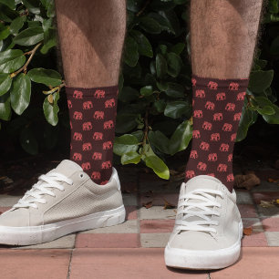 Elephants in red dressed up (on dark) socks