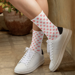 Elephants in red dressed up (on white) socks