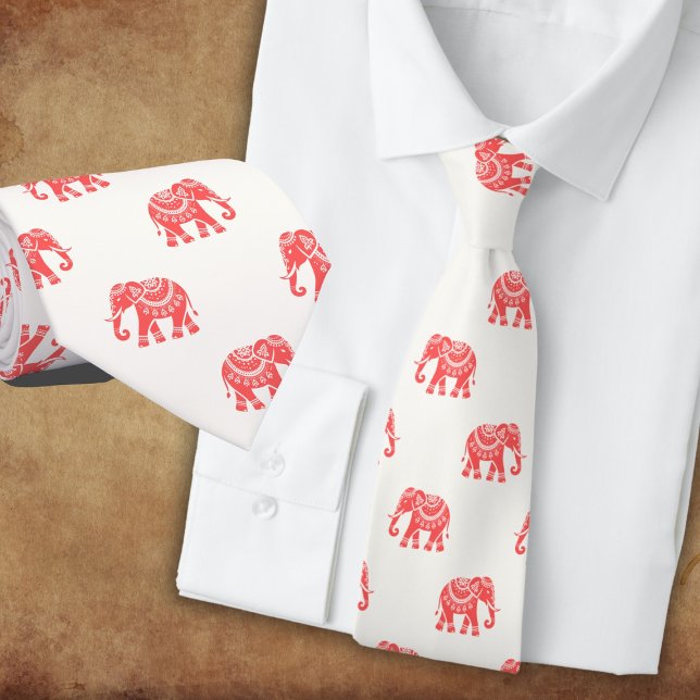 Elephants in red dressed up (on white) tie (Creator Uploaded)