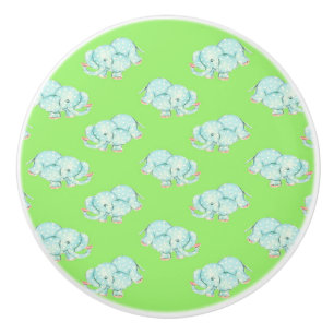 Elephants in the grass ceramic knob