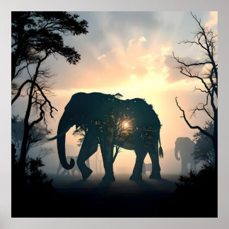 Elephants in the Mist Poster