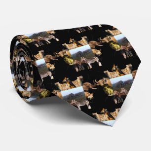 Elephants in the Mist Wildlife Frame Neck Tie