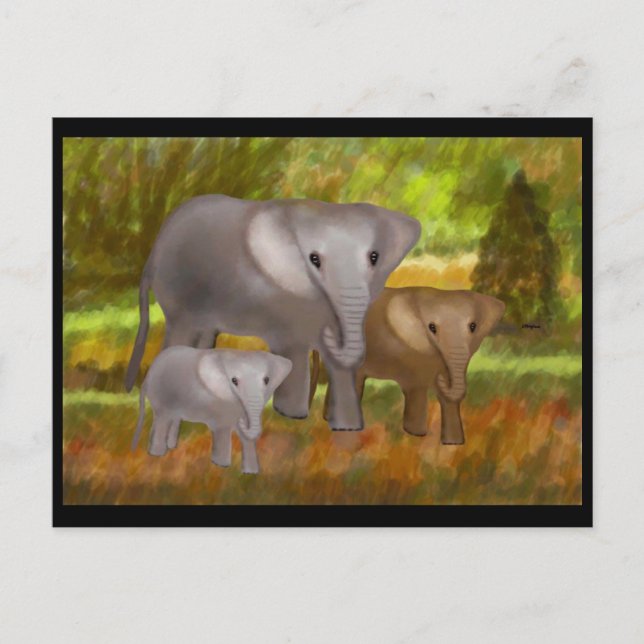 Elephants in the Rainforest Postcards (Front)