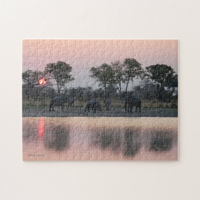 ELEPHANTS IN THE SUNSET jigsaw puzzle (Horizontal)