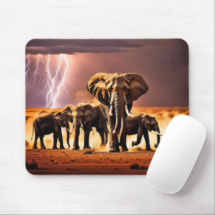 Elephants In Thunderstorm Mouse Pad
