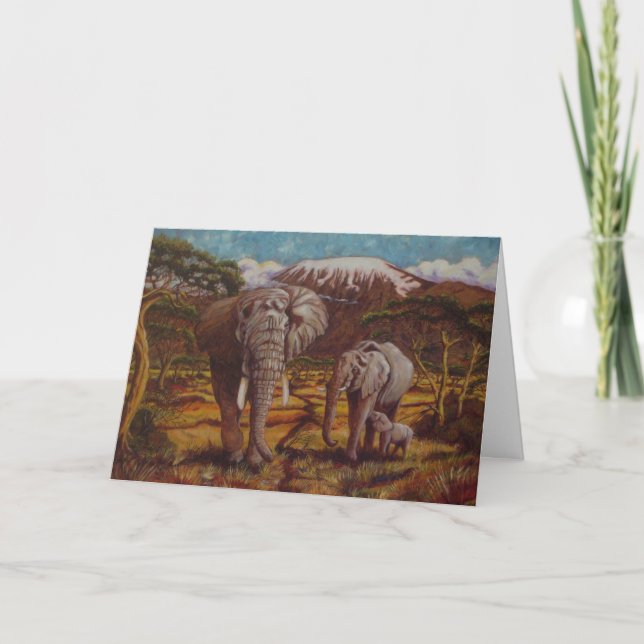Elephants & Kilimanjaro Thank You Card (Front)