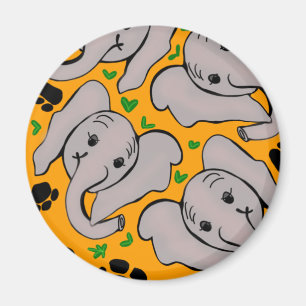 elephants Large, 3 Inch Circle Magnet