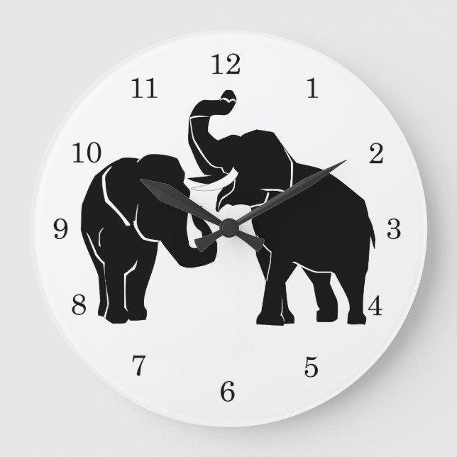 Elephants Large Clock (Front)