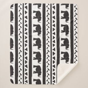 Elephants, lines, triangles, decorative seamless. sherpa blanket